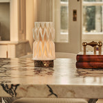 Vento Dark Brown – Emperador Dark Marble Rechargeable Table Lamp | 3D-Printed Porcelain, Dimmable & 3 Light Modes
