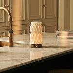 Vento Dark Brown – Emperador Dark Marble Rechargeable Table Lamp | 3D-Printed Porcelain, Dimmable & 3 Light Modes