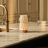 Vento Light Brown Wooden Rechargeable Table Lamp | 3D-Printed Porcelain, Dimmable & 3 Light Modes