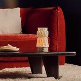 Vento Silver Travertine and Porcelain Rechargeable Table Lamp