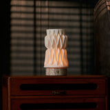 Vento Silver Travertine and Porcelain Rechargeable Table Lamp