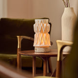 Vento Silver Travertine and Porcelain Rechargeable Table Lamp