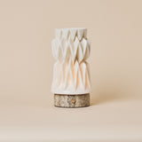 Vento Silver Travertine and Porcelain Rechargeable Table Lamp