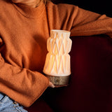 Vento Silver Travertine and Porcelain Rechargeable Table Lamp