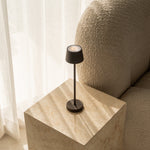 Vondel Mocha Brown Rechargeable and Cordless Lamp Perfect for Hospitality Industry – Wirelessly Rechargeable via Charging Station Tavellio