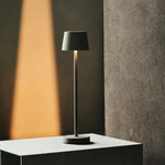 Combi Set Professional – 4 x Vondel Mini Shadow Grey Rechargeable Table Lamps & 1 x Amstel Wireless Charging Station with Q1-Technology – Perfect Lamps for Restaurants, Hospitality & Hotels Tavellio