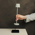 Vondel Mini Shadow Grey Rechargeable and Cordless Lamp Perfect for Hospitality Industry – Wirelessly Rechargeable via Charging Station Tavellio