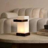 Harper Dark Brown Wooden Lamp – Cordless Rechargeable Table Lamp with Handle Tavellio