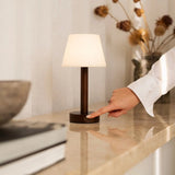 Zoë Dark Brown Wooden Rechargeable Table Lamp | Dimmable, USB-C, 80-Hour Battery Tavellio