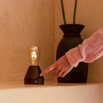 Zavi Dark Brown Rechargeable LED Table Lamp – Cordless, Dimmable, 80-Hour Battery Tavellio