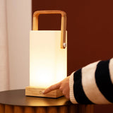 Harper Light Brown Wooden Lamp – Cordless Rechargeable Table Lamp with Handle Tavellio