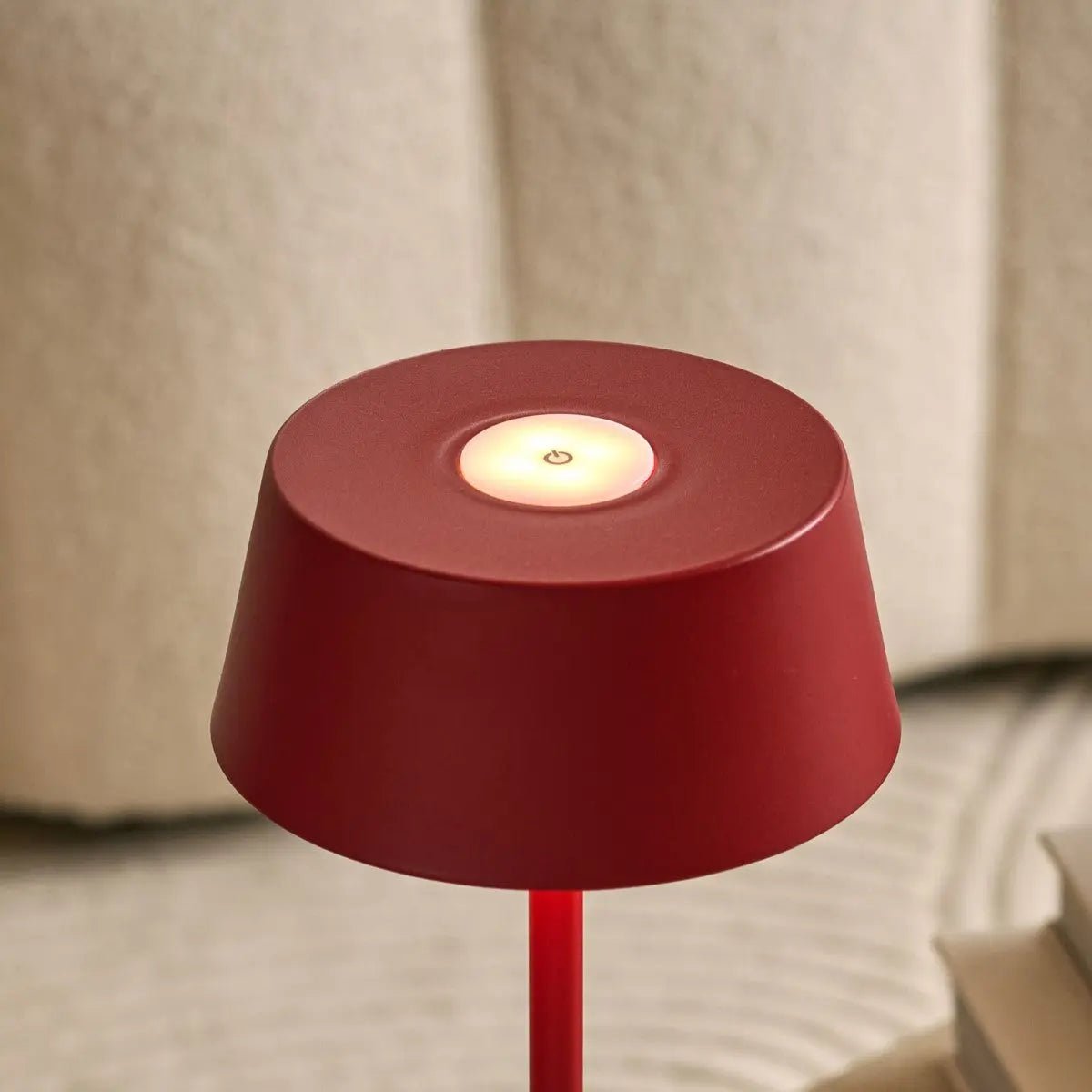 Hugo Berry Red Rechargeable Iron Table Lamp - Dimmable, Stylish & Cordless Tavellio