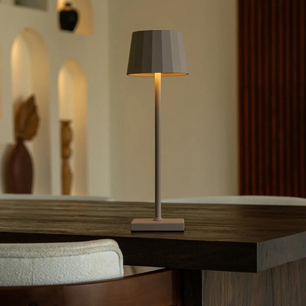 William Koala Brown Rechargeable Iron Table Lamp – Dimmable, USB-C Charging, 120-Hour Battery Life - Tavellio