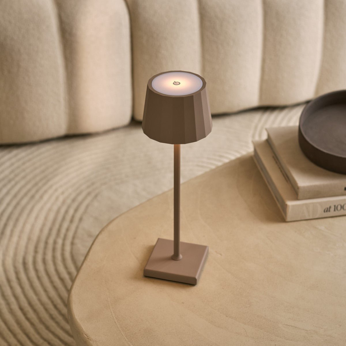 Wouter Koala Brown Rechargeable Table Lamp – Wireless Charging, Dimmable, 120-Hour Battery Life