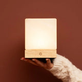 Yce Light Brown Cordless Wooden Lamp with Frozen Glass – Rechargeable, Dimmable, 100-Hour Battery Tavellio