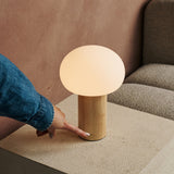 Sam Lichtbruin Houten Tafellamp met Glas & Oplaadbare Batterij | Dimbare & Veelzijdige Verlichting