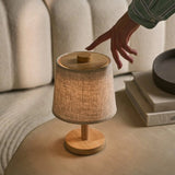 Rover Light Brown  Wooden Rechargeable Lamp | Cordless, Dimmable with Fabric Shade Tavellio