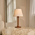 Nova Chestnut Brown Lamp with Wooden Base | Stylish Living Room & Bedroom Lighting Tavellio