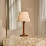 Nova Chestnut Brown Lamp with Wooden Base | Stylish Living Room & Bedroom Lighting Tavellio