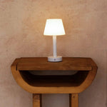 Zoë White Wooden Rechargeable Table Lamp | Cordless, Dimmable, USB-C, 80-Hour Battery Tavellio