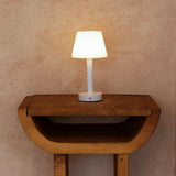 Zoë White Wooden Rechargeable Table Lamp | Cordless, Dimmable, USB-C, 80-Hour Battery Tavellio