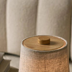 Rover Light Brown  Wooden Rechargeable Lamp | Cordless, Dimmable with Fabric Shade Tavellio