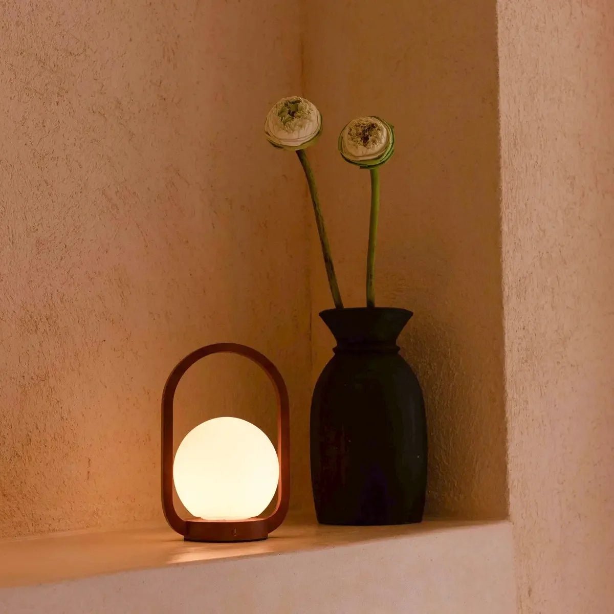 Skye Chestnut Brown Wooden Cordless Lamp | Rechargeable & Dimmable Tavellio