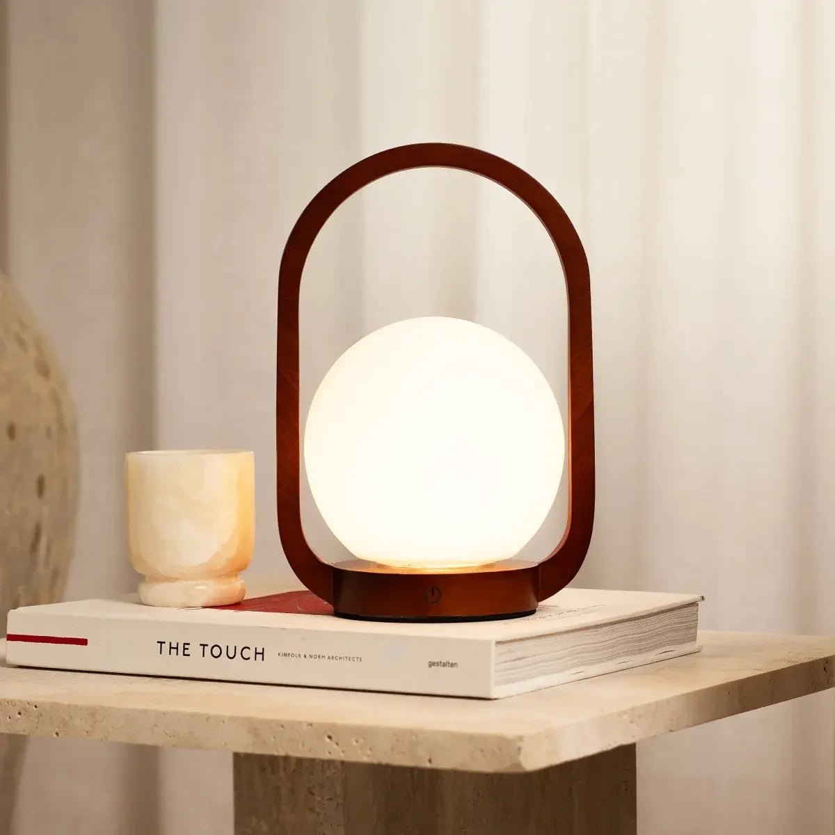 Skye Chestnut Brown Wooden Cordless Lamp | Rechargeable & Dimmable Tavellio