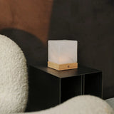 Yce Light Brown Cordless Wooden Lamp with Frozen Glass – Rechargeable, Dimmable, 100-Hour Battery - Tavellio
