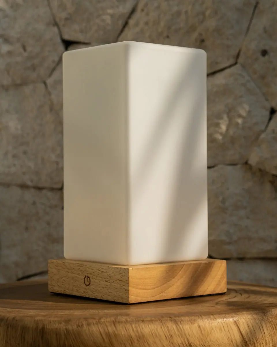 Zayn Light Brown Wooden Rechargeable Lamp l Dimmable & Cordless & Good Battery - Tavellio