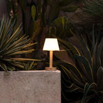 Zoë Light Brown Wooden Rechargeable Table Lamp | Dimmable, USB-C, 80-Hour Battery Tavellio
