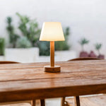 Zoë Light Brown Wooden Rechargeable Table Lamp | Dimmable, USB-C, 80-Hour Battery Tavellio