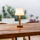 Zoë Light Brown Wooden Rechargeable Table Lamp | Dimmable, USB-C, 80-Hour Battery Tavellio