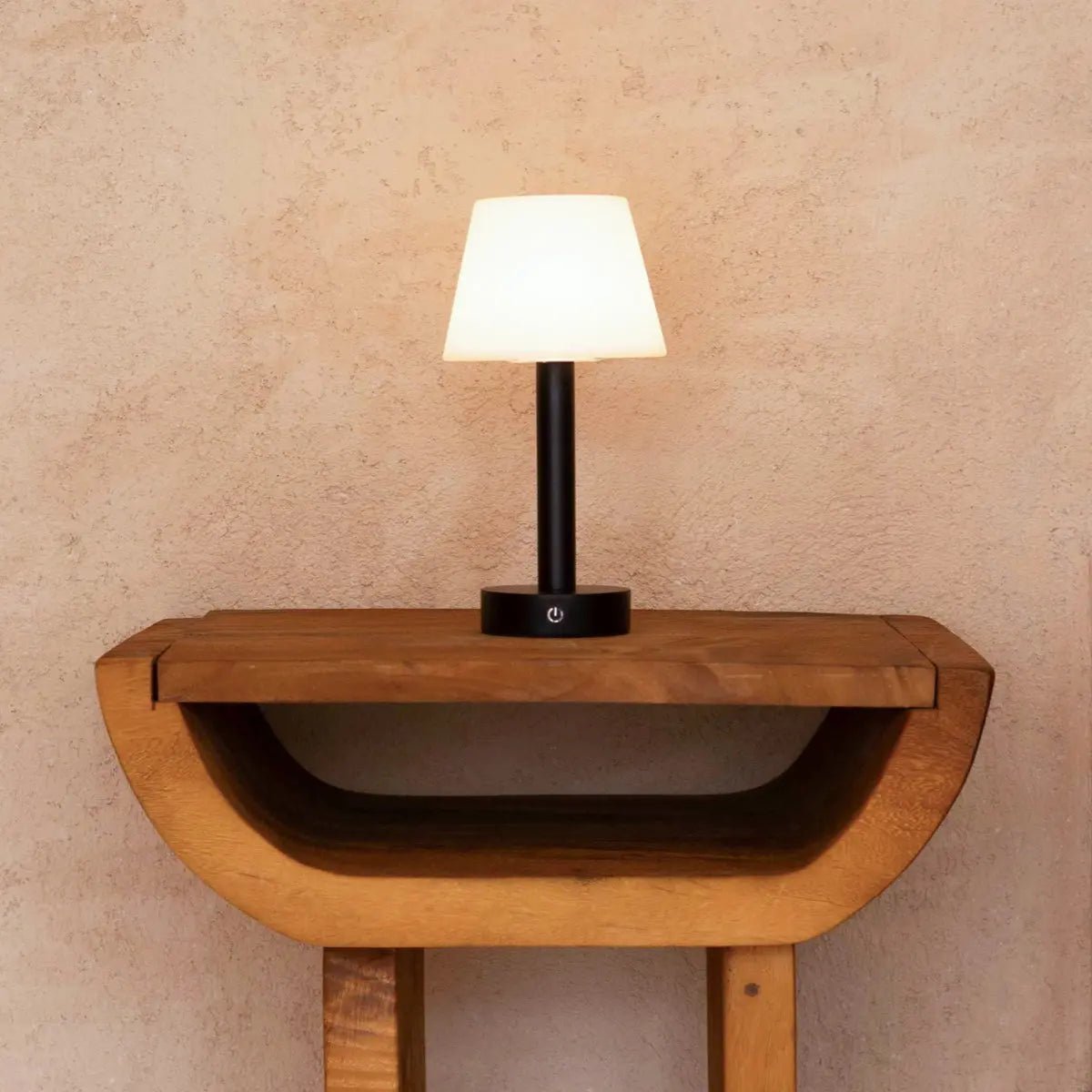 Zoë Black Wooden Rechargeable Table Lamp | Dimmable & Portable | 80-Hour Battery Life Tavellio