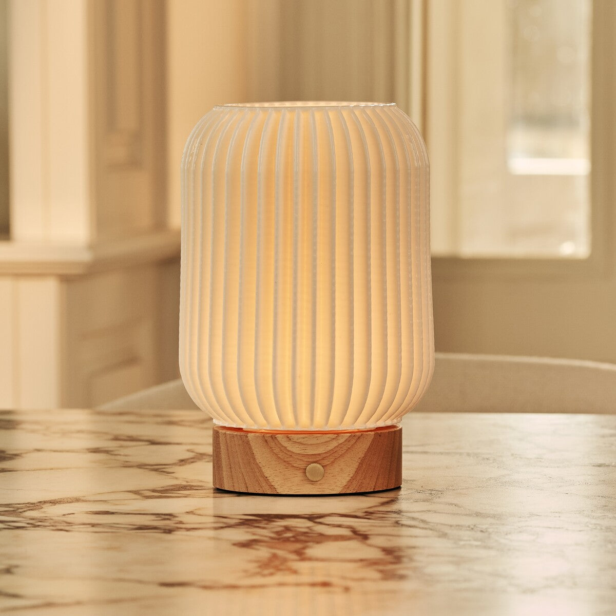 Alba Light Brown Wooden Rechargeable Table Lamp | Cordless, 3 Light Modes & Dimming Function