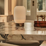 Aurora Dark Brown – Emperador Dark Marble Cordless Table Lamp | 3D-Printed Porcelain, Dimmable & Up to 100 Hours of Battery Life