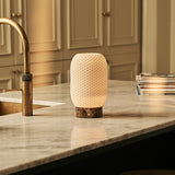 Aurora Dark Brown – Emperador Dark Marble Cordless Table Lamp | 3D-Printed Porcelain, Dimmable & Up to 100 Hours of Battery Life