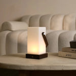 Harper Dark Brown Wooden Lamp – Cordless Rechargeable Table Lamp with Handle Tavellio