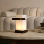 Harper Dark Brown Wooden Lamp – Cordless Rechargeable Table Lamp with Handle Tavellio