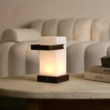Harper Dark Brown Wooden Lamp – Cordless Rechargeable Table Lamp with Handle Tavellio