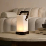 Harper Dark Brown Wooden Lamp – Cordless Rechargeable Table Lamp with Handle Tavellio