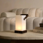 Harper Dark Brown Wooden Lamp – Cordless Rechargeable Table Lamp with Handle Tavellio