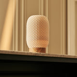 Aurora Light Brown Wooden Cordless Table Lamp | 3D-Printed Porcelain, Dimmable & Up to 100 Hours of Battery Life