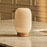 Aurora Light Brown Wooden Cordless Table Lamp | 3D-Printed Porcelain, Dimmable & Up to 100 Hours of Battery Life