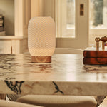 Aurora Light Brown Wooden Cordless Table Lamp | 3D-Printed Porcelain, Dimmable & Up to 100 Hours of Battery Life