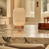 Aurora Light Brown Wooden Cordless Table Lamp | 3D-Printed Porcelain, Dimmable & Up to 100 Hours of Battery Life